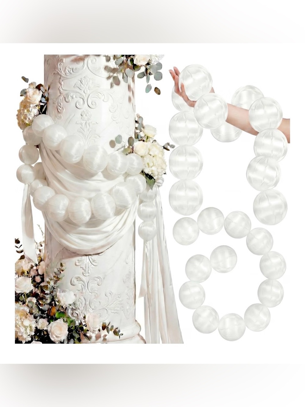 Wedding Pearl Ball Garland 3.1”x40” NEW